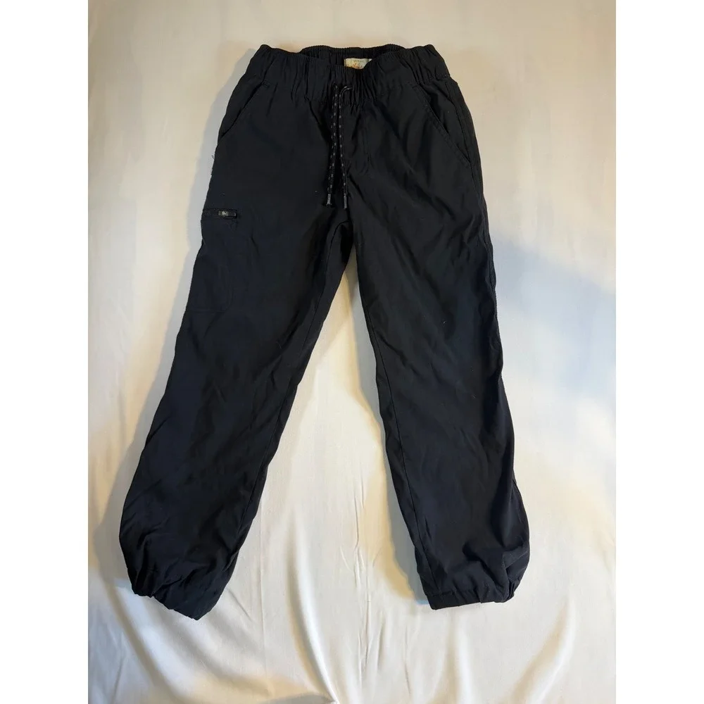 Weatherproof Vintage Boys Black Cargo Jogger Pants Size S 7/8 Zipper Pocket